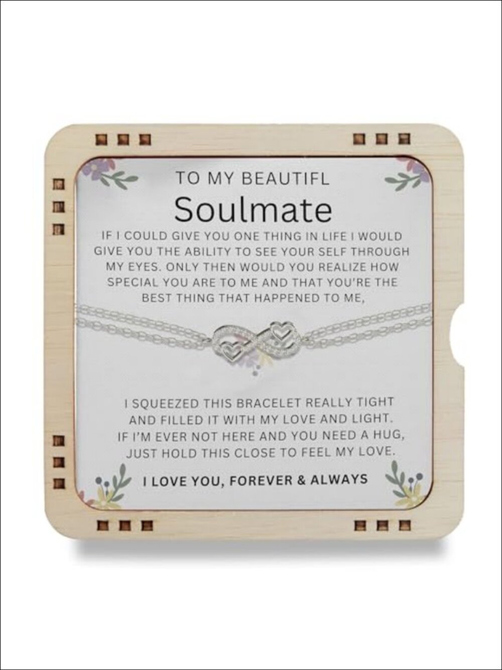 925 Sterling Silver Cuff Bracelet 18K White Gold Plated Message Card Gift